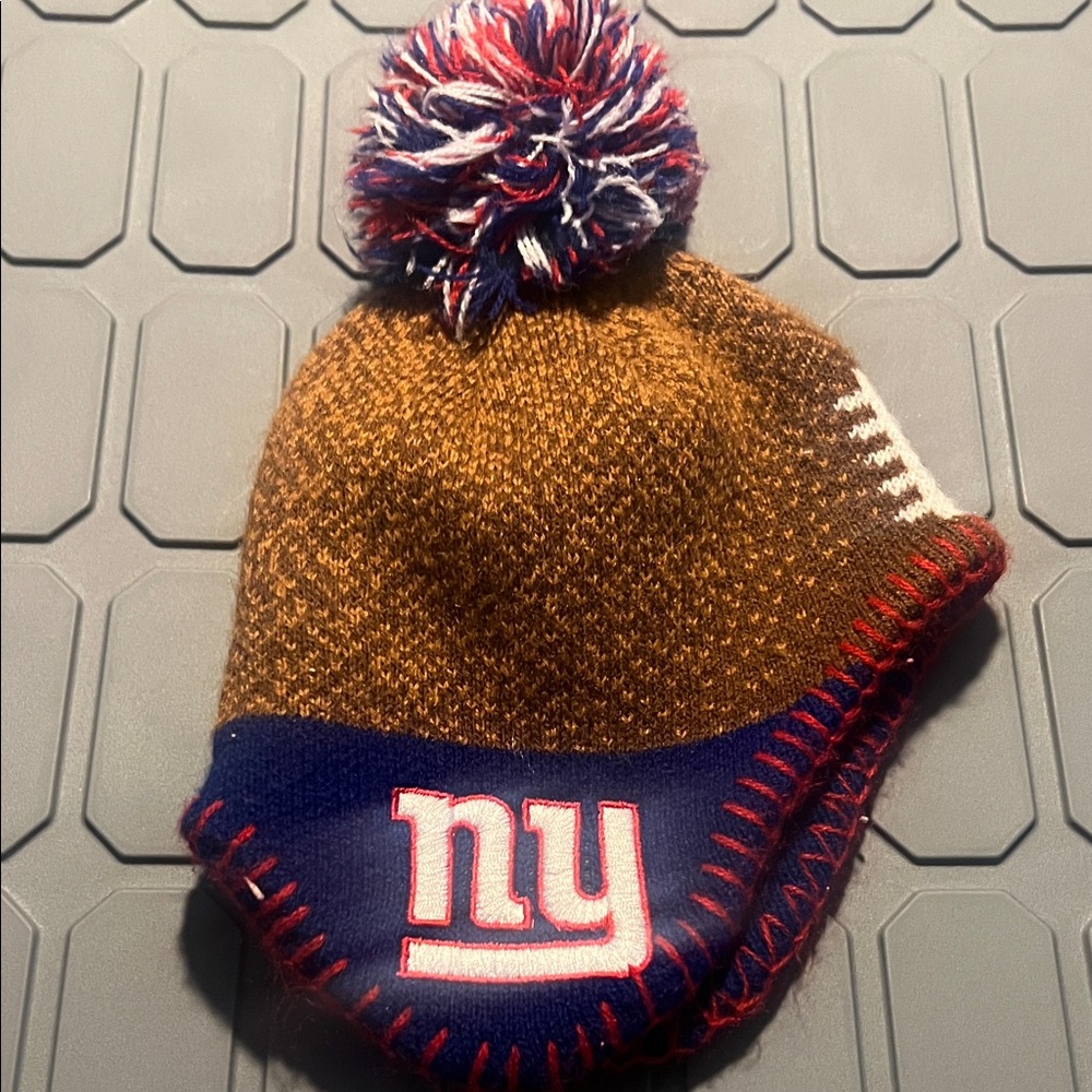 NFL NY Giants  Toddlers Brown and Blue Beanie with Pom